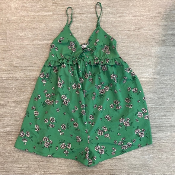 Urban Outfitters Pants - Urban Outfitters Floral Romper Size Small Green